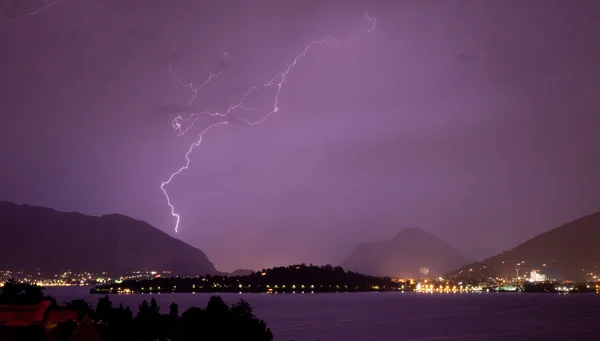 stock image Lightning over the lake