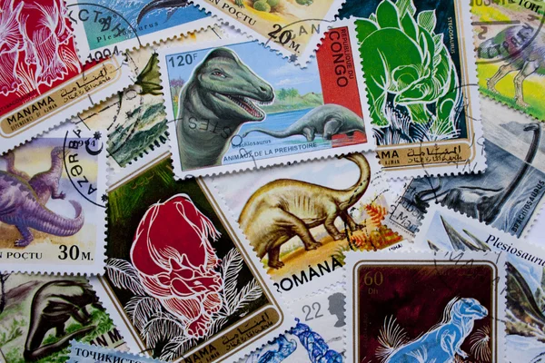 World stamps: dinosaurs — Stock Photo, Image