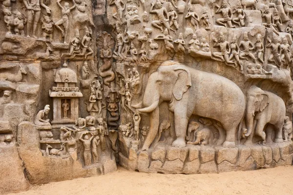 Arjuna w pokutę monolit — Zdjęcie stockowe