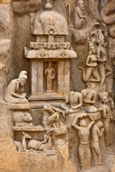 Arjuna w pokutę płaskorzeźba — Zdjęcie stockowe