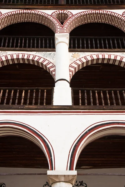 Rilský klášter balkony — Stock fotografie