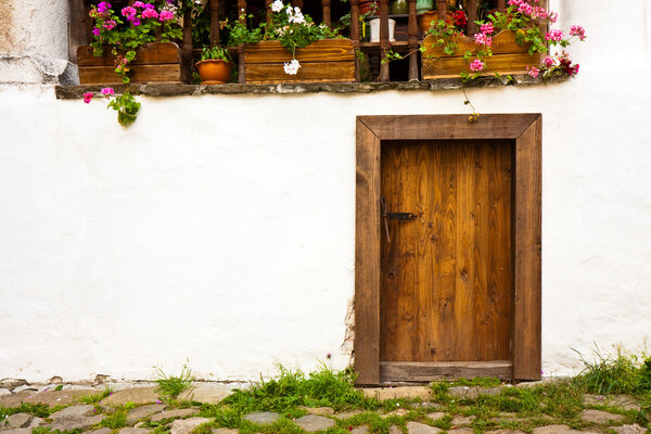 Old house door at the Rila Monastery in Bulgaria.