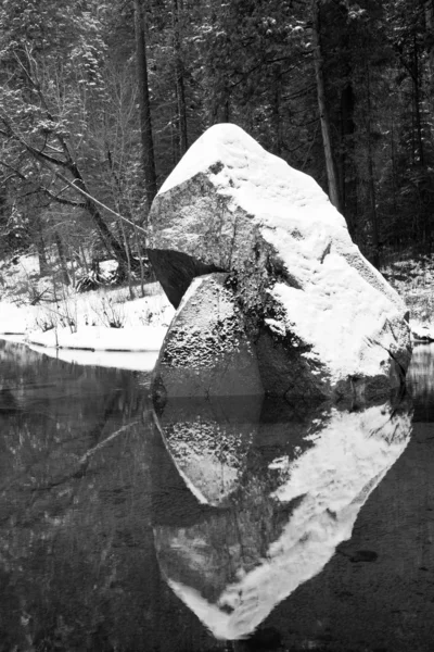 Sneeuw overdekte boulder — Stockfoto