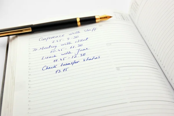 Призначення ручки і порядку денного Ліцензійні Стокові Фото
