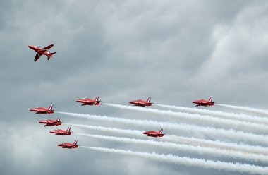 Precision flying from the red arrows clipart