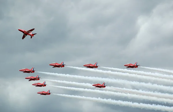 Precision flying from the red arrows Stock Image