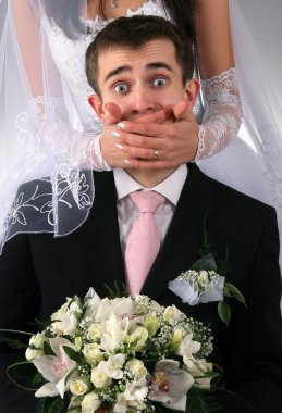 Wedding portrait of the groom clipart