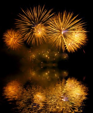 Fireworks (salute) and reflection clipart