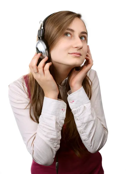Meisje luistert muziek — Stockfoto