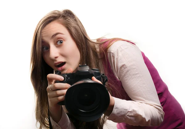 十几岁的女孩摄影师 — 图库照片