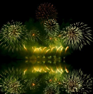 Fireworks (salute) and reflection clipart