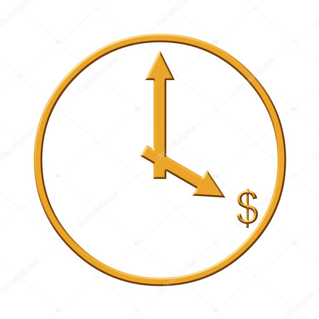 Gold clock with dollar sign