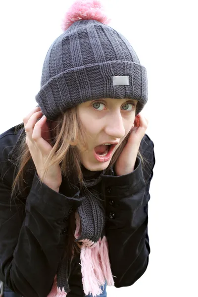 Chica gritando desde el frío —  Fotos de Stock