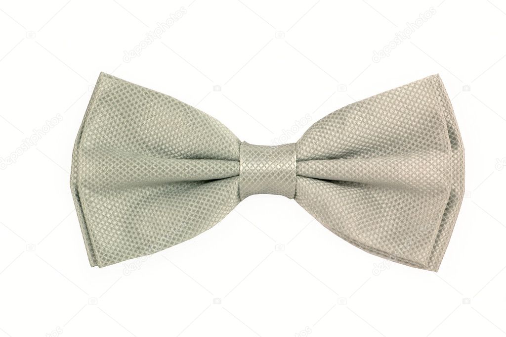 A silver bow tie