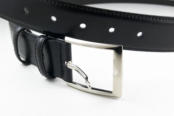 Unfatened black leather belt — Stock Photo, Image