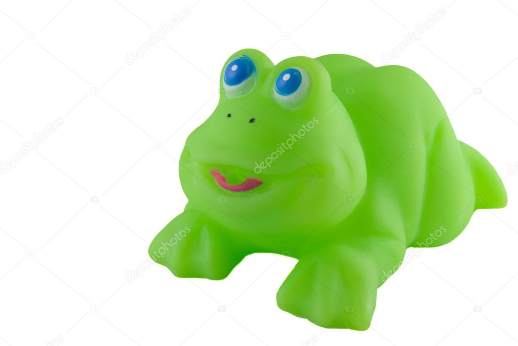 Bright green rubber frog
