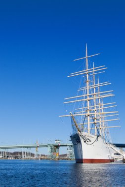 Sailship in harbour clipart