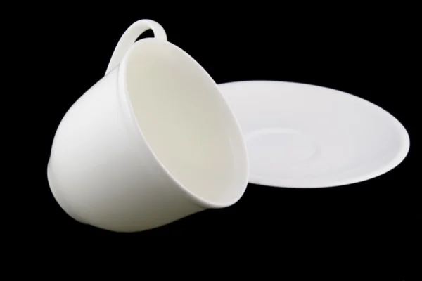 접시와 함께 흰색 컵 — 스톡 사진