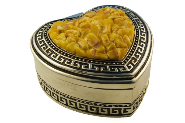 Amber decorated jewellery box — Stock Photo, Image