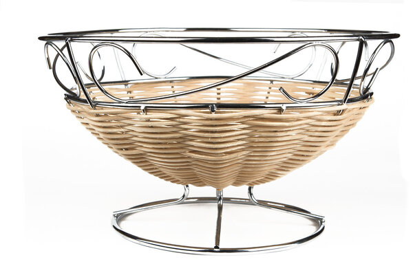Steel and wicker fruit bowl