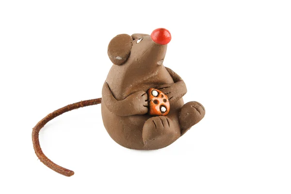 Greedy mouse figurine — Stock Photo, Image