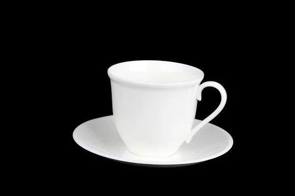 孤立在黑色的白茶具组 — 图库照片