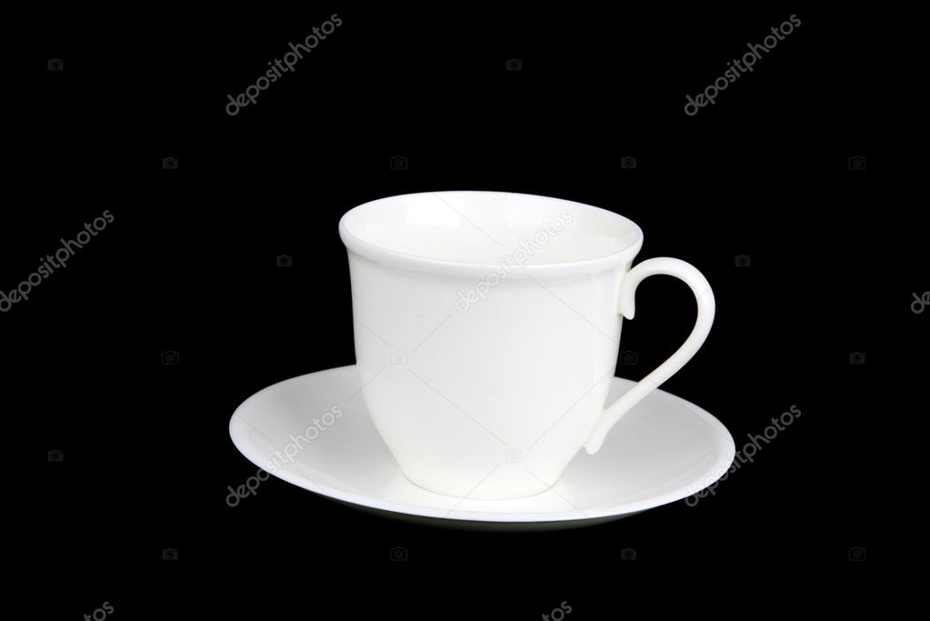 White tea set isolated on black