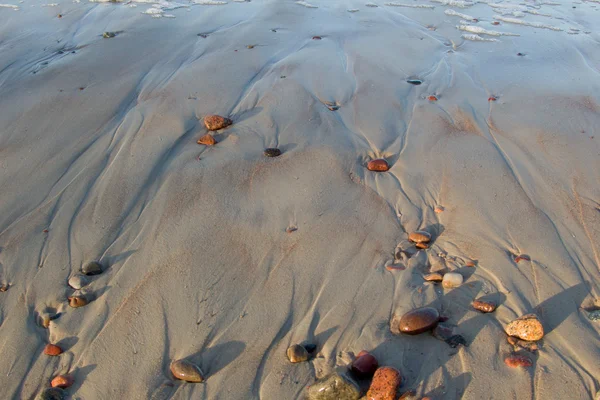 Feuchter Sand mit Kieselsteinen — Stockfoto