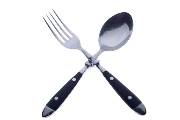 Tenedor y cuchara cruzados — Foto de Stock