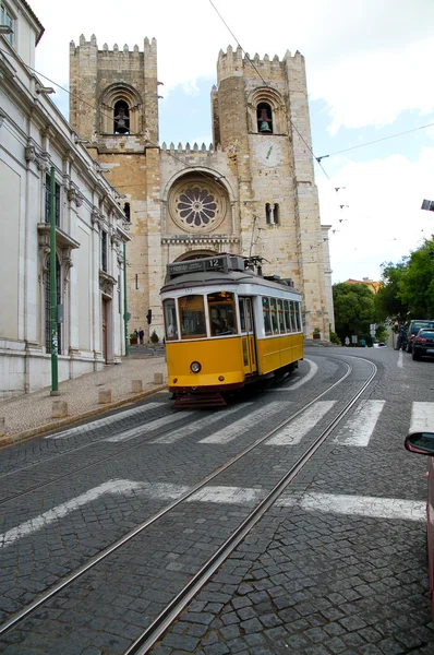 stock image Old tram at lisbon
