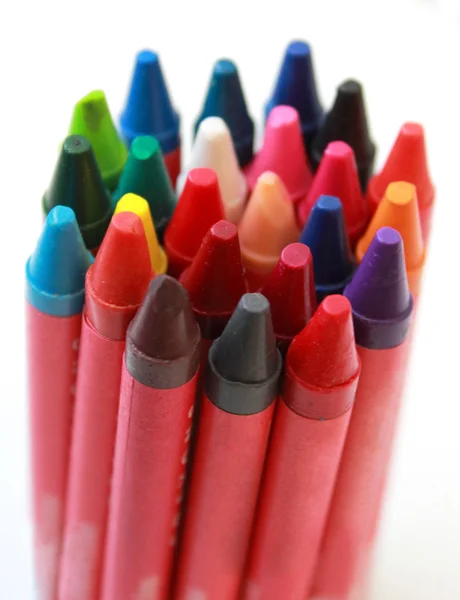 Conjunto de lápis de cera isolado em branco — Fotografia de Stock