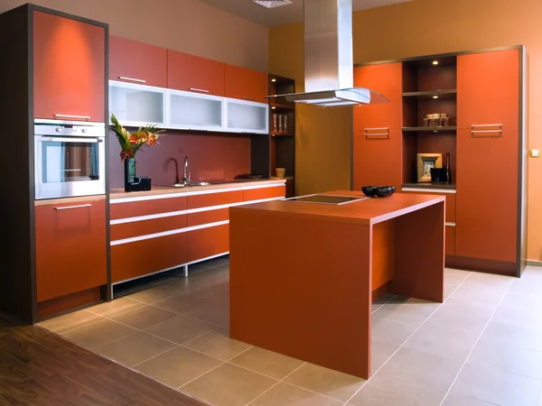 Krásný a moderní kuchyňský interiér. Stock Snímky