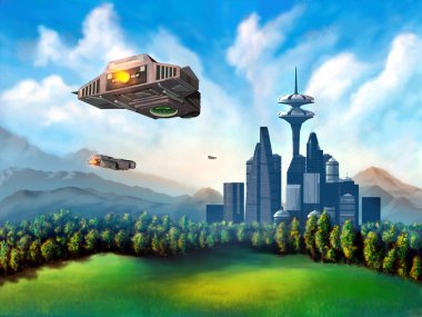 Futuristic city clipart