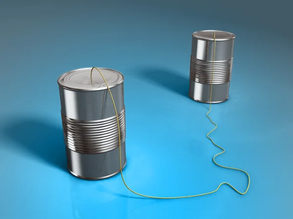 Lata de lata telefone — Fotografia de Stock