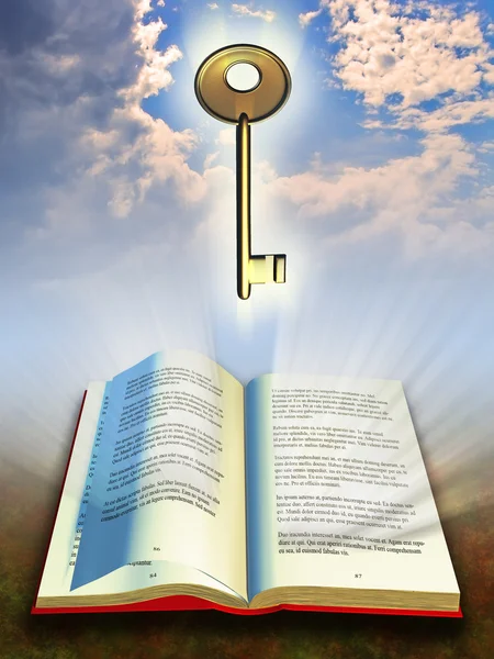 Livro e chave — Fotografia de Stock