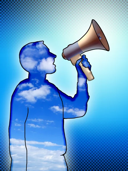 Megaphone and announcement — Stock Photo, Image