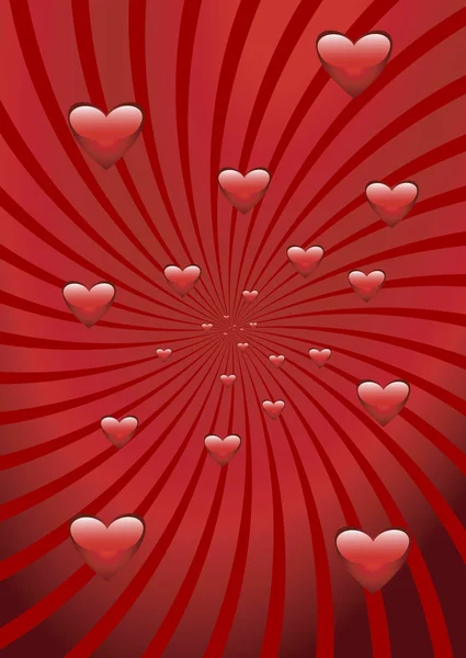 stock vector Hearts on a red background.