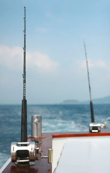 stock image Fishing rods and bollard