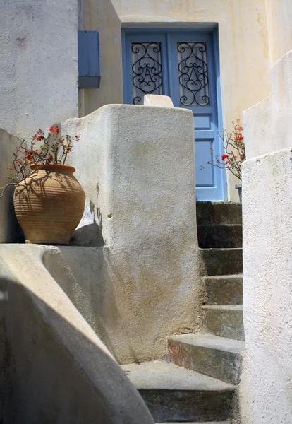 Santorini huis Rechtenvrije Stockafbeeldingen