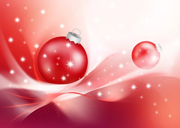Röd Juldekoration med Julgranskula — Stockfoto
