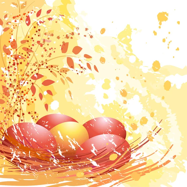 Easter red and yellow eggs — Stock Vector