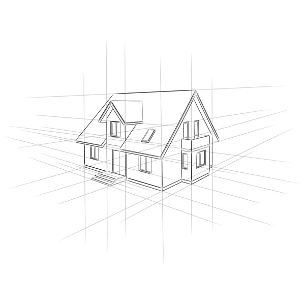Dibujo a casa — Vector de stock