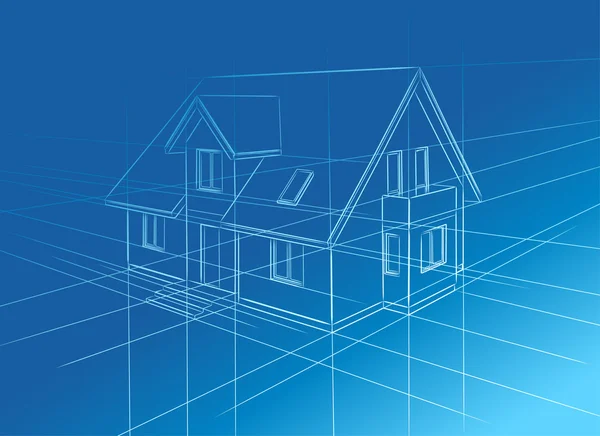 Zeichnung zu Hause auf blauem Hintergrund — Stockvektor