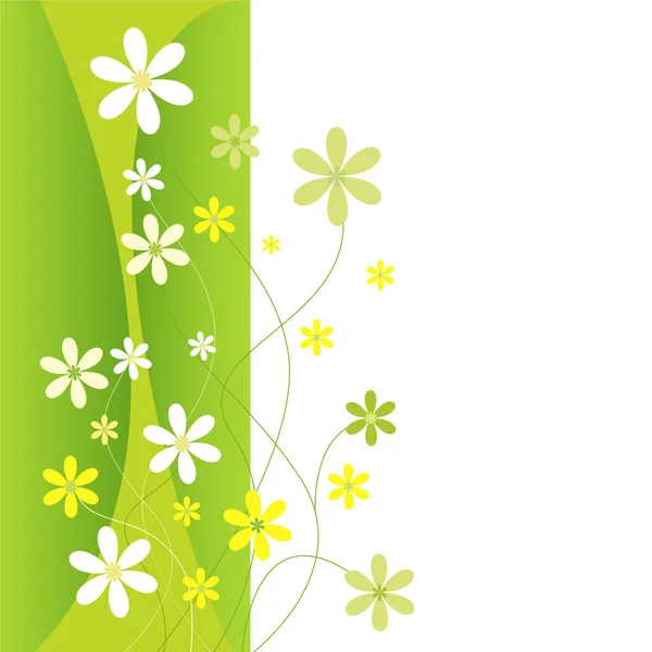 녹색과 노란색 꽃들 — 스톡 벡터