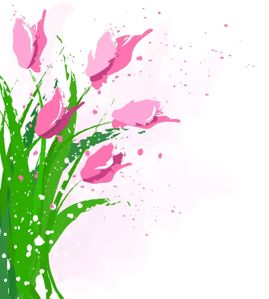 Růžové tulipány — Stockový vektor