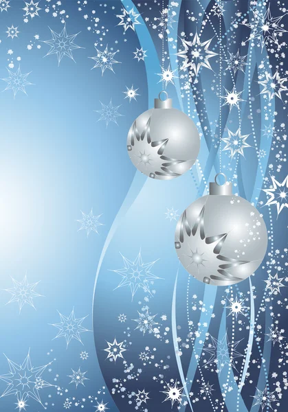 Bolas de prata e flocos de neve — Fotografia de Stock