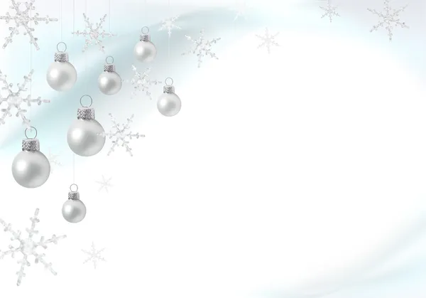 Christmas decoration with silver baubles — Stock Photo, Image