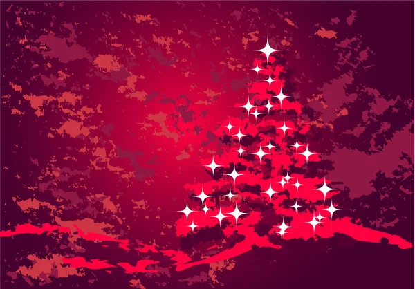 การตกแต่งคริสต์มาสด้วยต้นไม้สีแดง — ภาพเวกเตอร์สต็อก