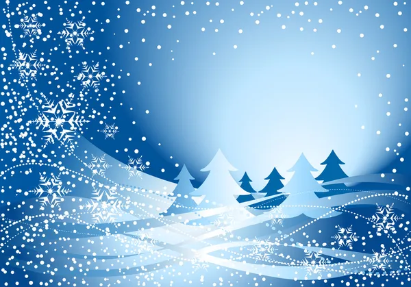 青いクリスマス装飾とツリー — ストックベクタ