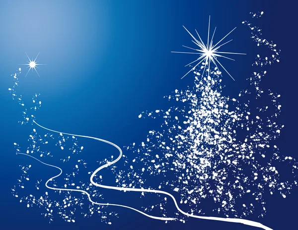 ホワイト クリスマス ツリーと雪の結晶 — ストックベクタ